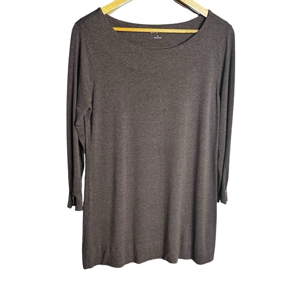 🔴5 for $40
Soft Surroundings Brown 3/4  Sleeve Zip Detail Round Neck Tunic M
